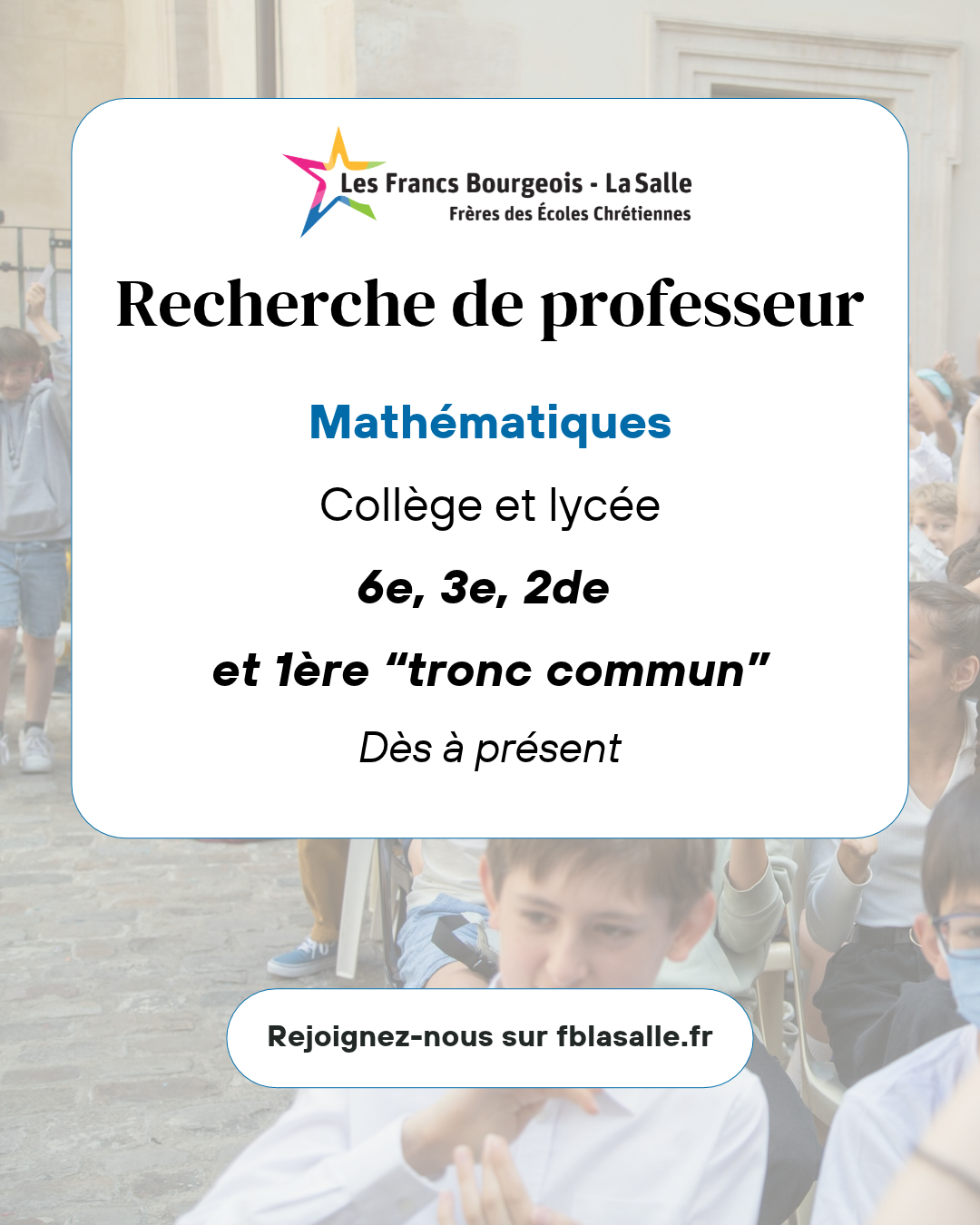 Affiche de recrutement d’un professeur de Mathématiques